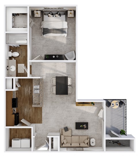 Floor plan for 1 bed, 1 bath, 774 sqft